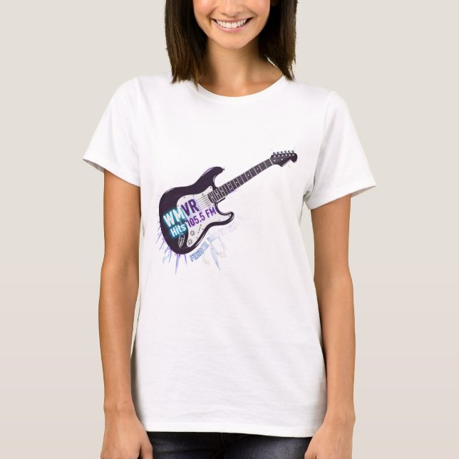 WMVR 105.5 FM: Electrified Rock Guitar T Shirt (Framsida)