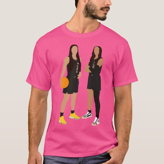 Wnba- Las Vegas Ess Kelsey Plum 10 A'Ja Wilson T Shirt (Framsida)