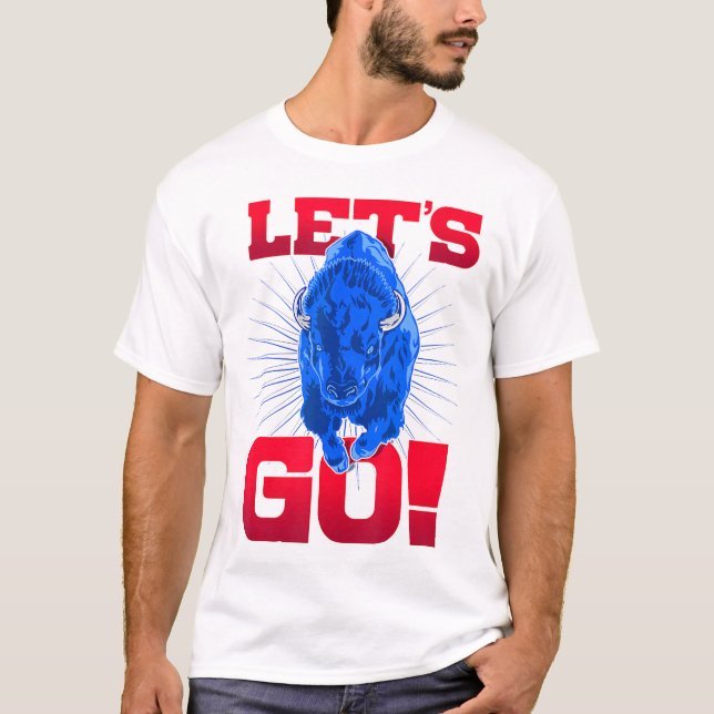 WNY Pride Red & Blue Buffalo Låt oss Go Buffalo T Shirt (Framsida)