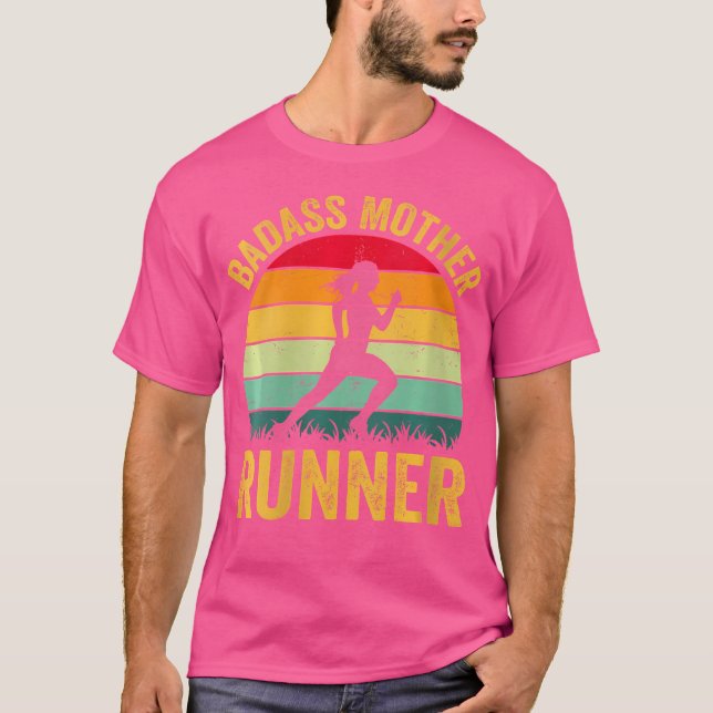 Wo Badass Mother Runner jag springer T Shirt (Framsida)