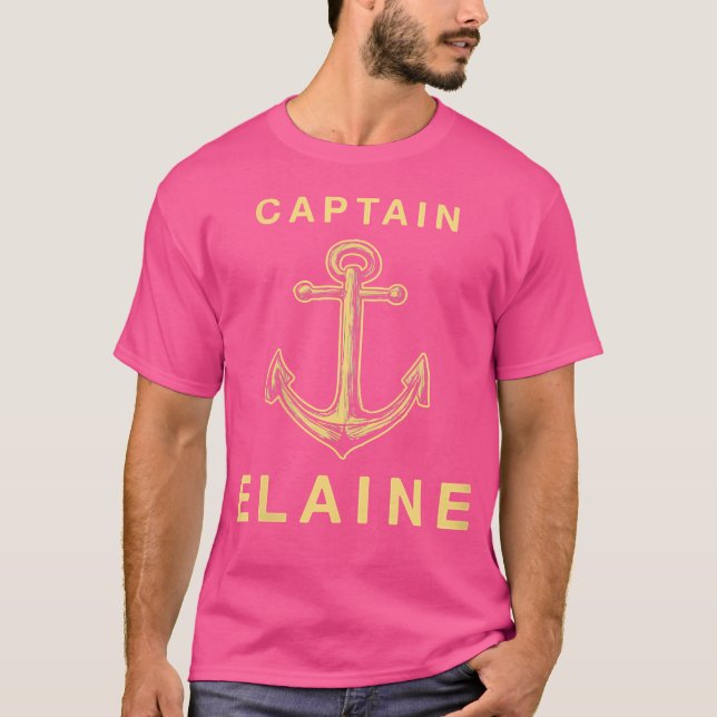 Wo Captain Elaine Funny Seaman Humor Yachtsman Fir T Shirt (Framsida)