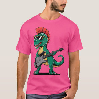 Wo Coola Punk Sten Dinosaur with Guitar Funny Musi T Shirt