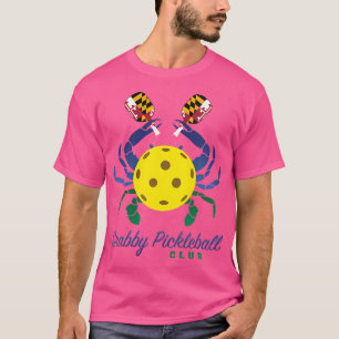 Wo Crabby Pickleball Klubb Logo T Shirt