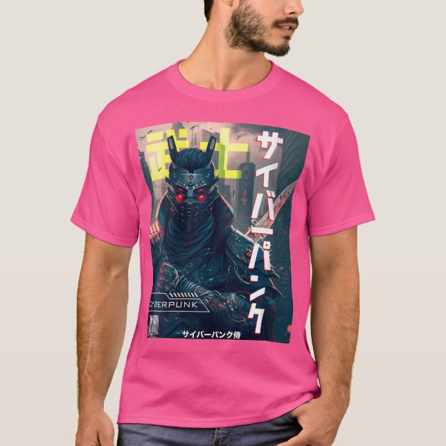 Wo Cyborg Samurai Exo Kostym Cyber Punk Magazine A T Shirt (Framsida)