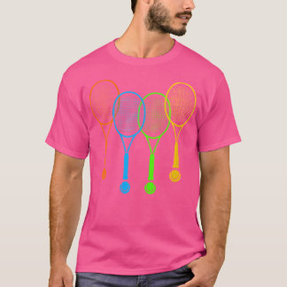 Wo Färgglada Tennisracketar Bollar Spelande Racket T Shirt