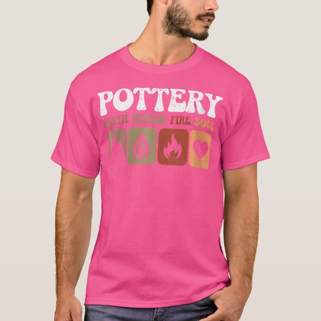 Wo Funny Pottery Earth Vatten Fire Soul Clay Ceram T Shirt (Framsida)