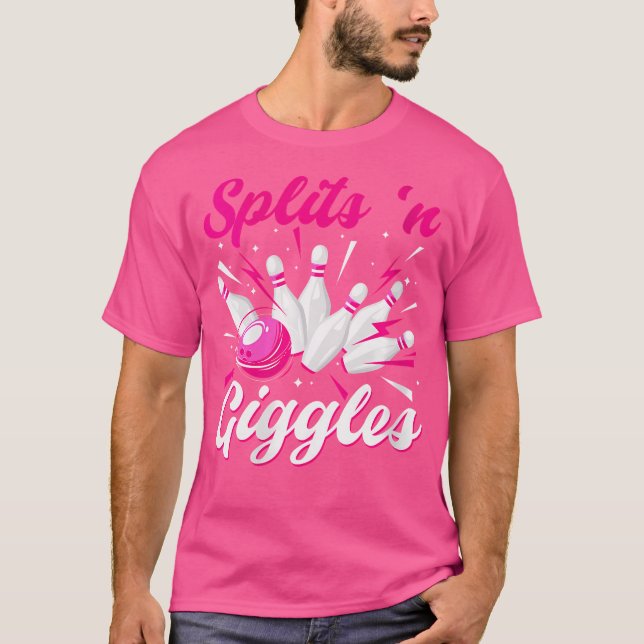 Wo Funny Splits'N Giggles Bowling Team Cute Bowle T Shirt (Framsida)