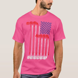 Wo Golf with America Flagga Funny Golf Klubb T Shirt