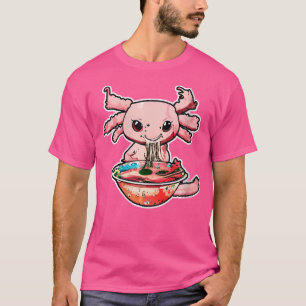 Wo Kawaii Axolotl Eating Ramen Noodles Anime Girls T Shirt