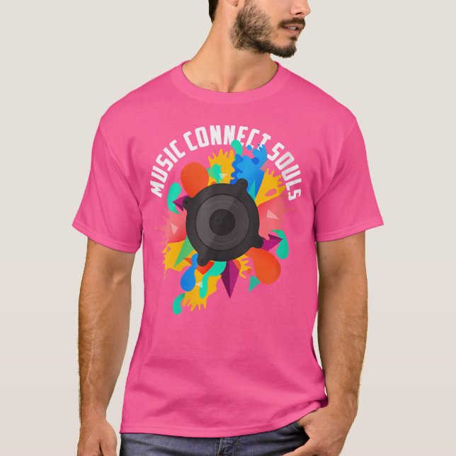 Wo Music Connects Souls Headphone Speaker Dj Mixer T Shirt (Framsida)