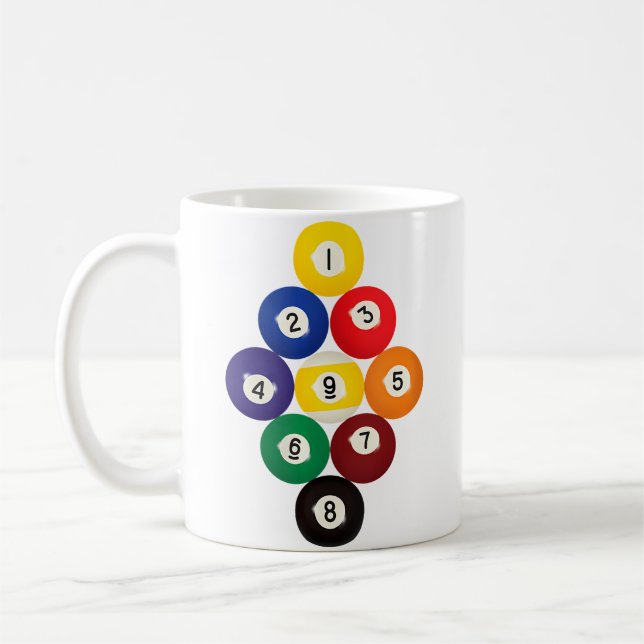 Wo Pool Spelare 9-Ball Rack Biljard Kaffemugg (Vänster)