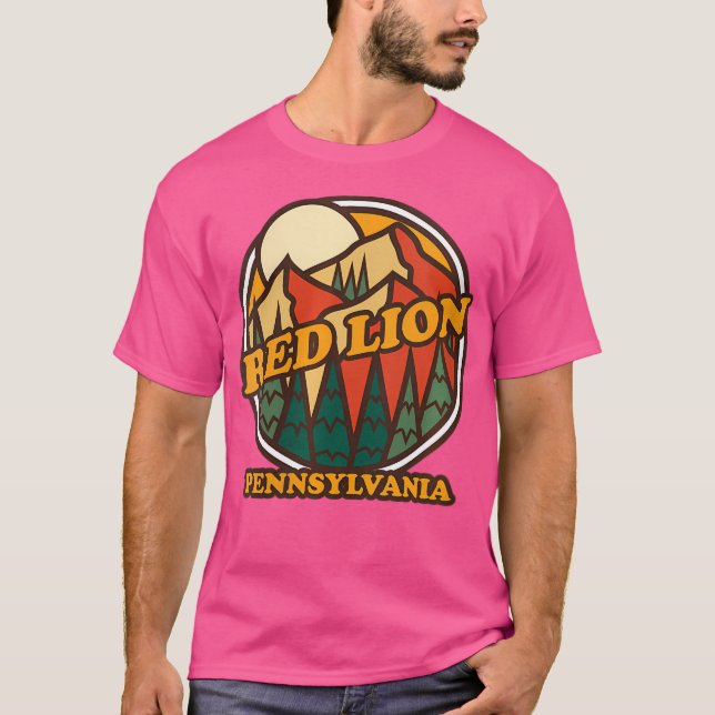 Wo Red Lejon Pennsylvania Mountain Hiking Souvenir T Shirt (Framsida)