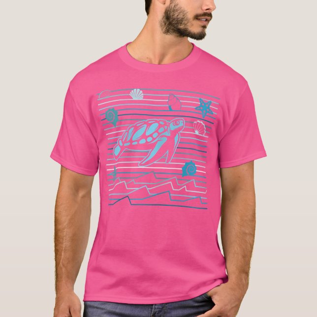 Wo Sea Turtle Turcos Diving Ocean T Shirt (Framsida)