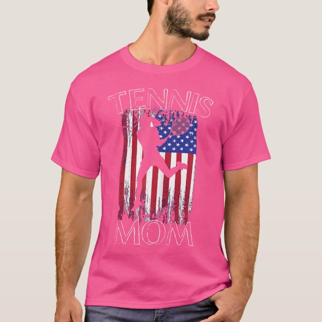 Wo Tennis Mamma Roligt Patriotic American Flagga T T Shirt (Framsida)