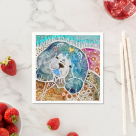 WOBBLE-STEN Chow hund vattencolor batik Pappersservett