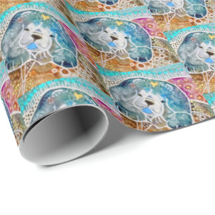 WOBBLE-STEN Chow hund vattencolor batik Presentpapper