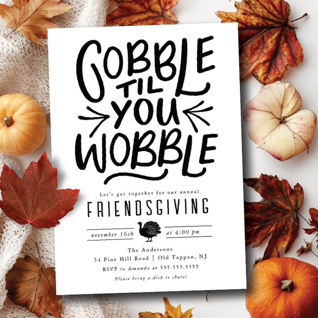 Wobble Thanksgiving Friendsgiving Inbjudningar (Skapare uppladdad)