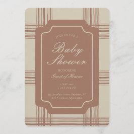Wobbly Plaid Geometric Gender Neutral Beige Brown Inbjudningar