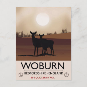 Woburn - Bedfordshire Vintage stil reseaffisch. Vykort