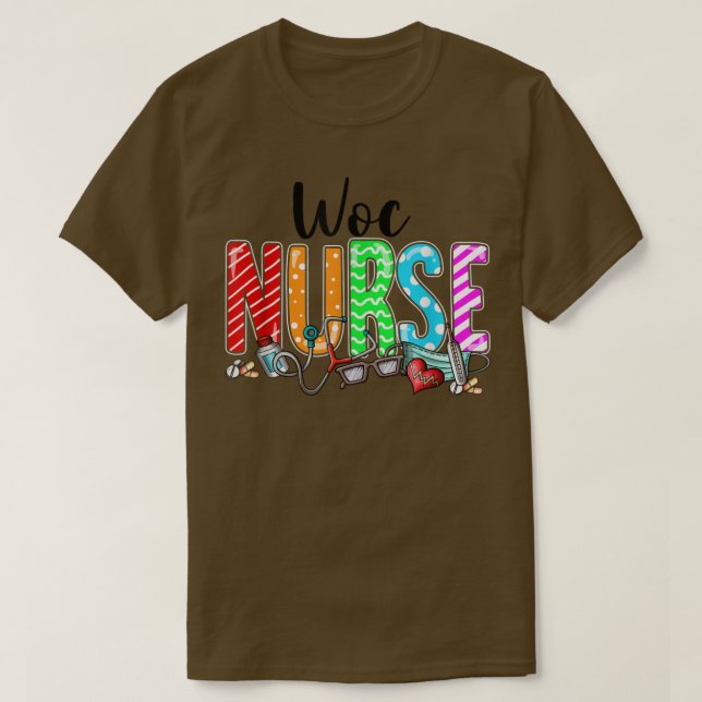 WOC Nurse Plaid Red Love Heart Stethoscope RN Nurs T Shirt (Design framsida)