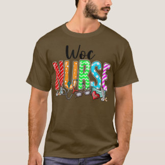 WOC Nurse Plaid Red Love Heart Stethoscope RN Nurs T Shirt