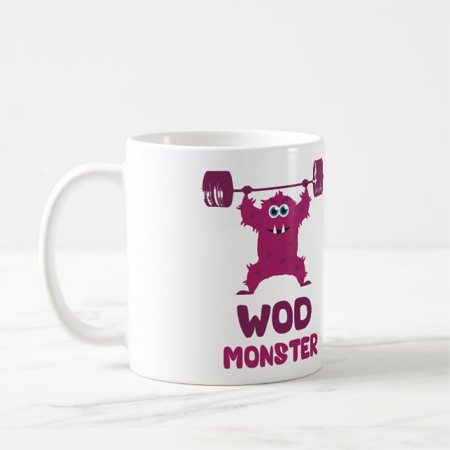 WOD-monster (gulligt skivstångbrottstyckemonster) Kaffemugg (Vänster)