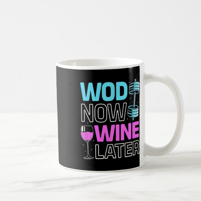 Wod Now Vin Later Bodybuilding Funny Gym Råtta Kaffemugg (Höger)