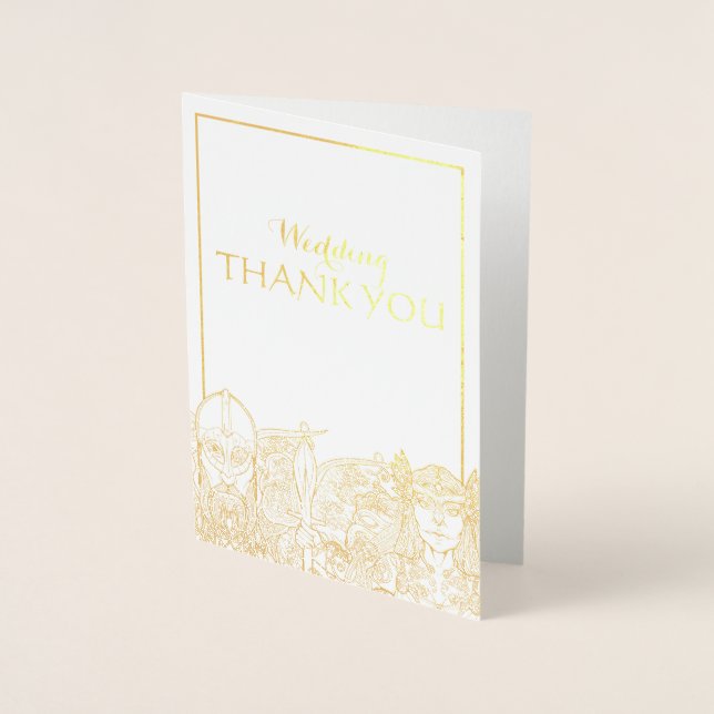Woden & Fríge Bröllop Tack Foil Card Folierat Kort (Framsida)