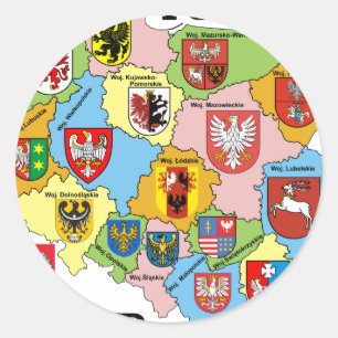 Wojewodztwa Polski_mapa Runt Klistermärke