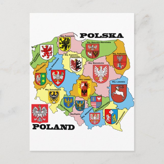 Wojewodztwa Polski_mapa Vykort (Framsida)