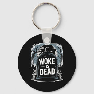 Woke is Dead Halloween Graveyard Retro Horror Zomb Nyckelring