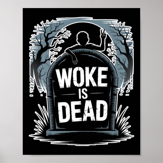 Woke is Dead Halloween Graveyard Retro Horror Zomb Poster (Framsidan)
