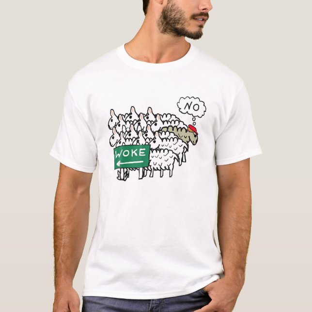 Woke Joe Biden Humor Funny Sheep Trump T Shirt (Framsida)