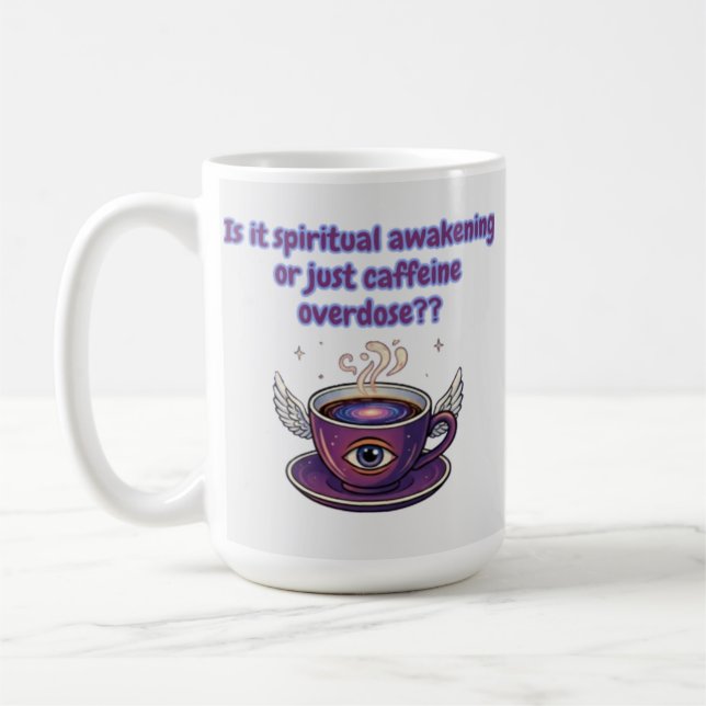 Woke or Just Caffeinated? Funny Spiritual Graphic Kaffemugg (Vänster)