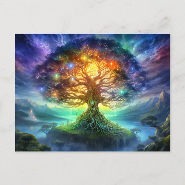 Wold tree Yggdrasil of northern viking mythology Vykort (Framsida)