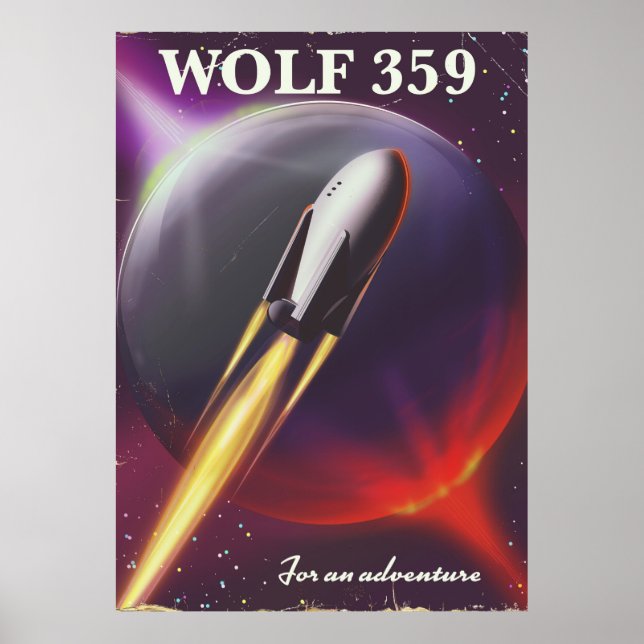 Wolf 359 "för ett äventyr" Rymdresor affisch (Framsidan)