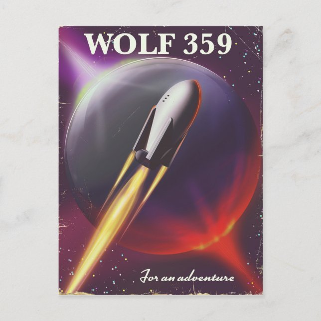 Wolf 359 "för ett äventyr" Rymdresor affisch Vykort (Framsida)