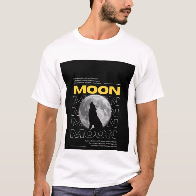 Wolf and Moon Design T-shirt (Framsida)