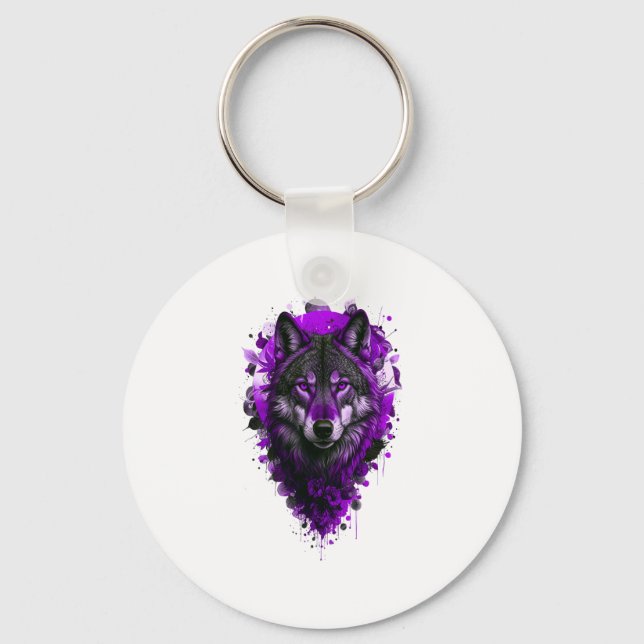 Wolf Art - Lila dekal  Nyckelring (Framsida)