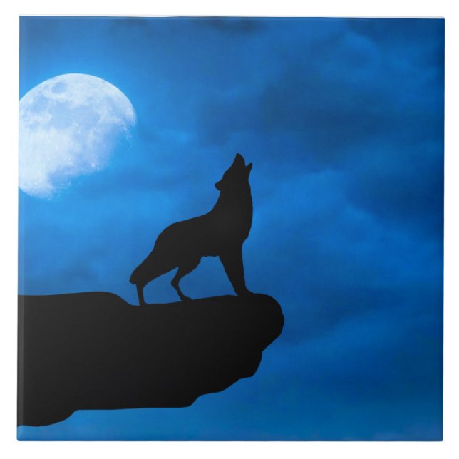 Wolf at Night Kakelplatta (Framsidan)
