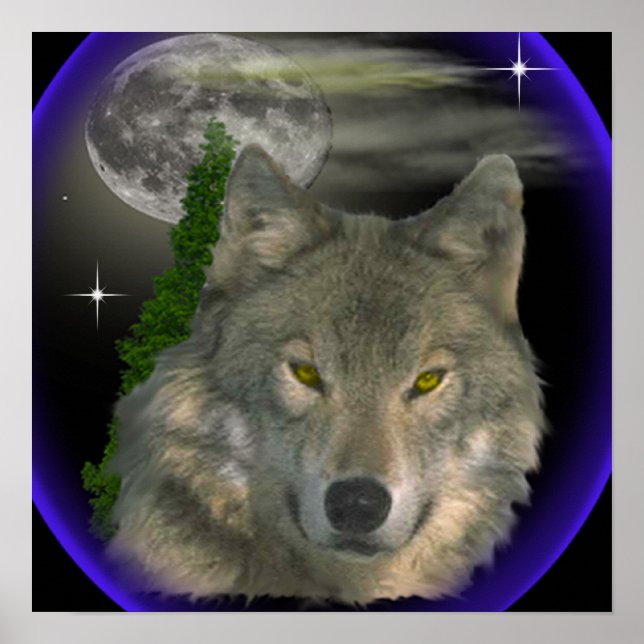wolf at night poster (Framsidan)