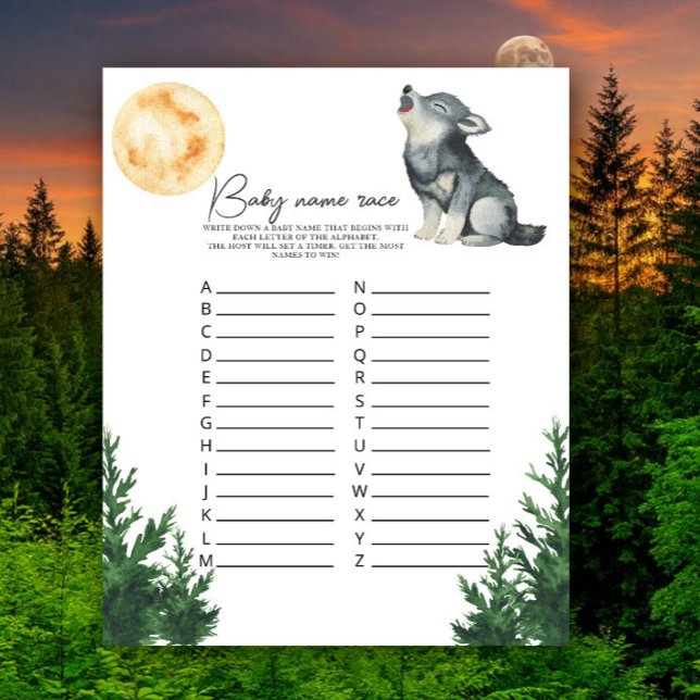 Wolf baby shower - Baby name race game (Skapare uppladdad)