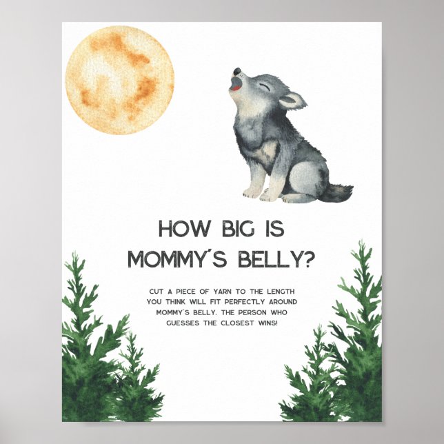 Wolf baby shower - How big is mommy's belly Poster (Framsidan)