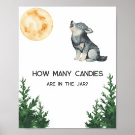 Wolf baby shower - How many candies Poster