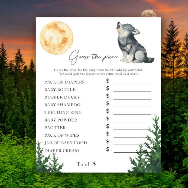 Wolf Baby shower - Price Guess Game (Skapare uppladdad)