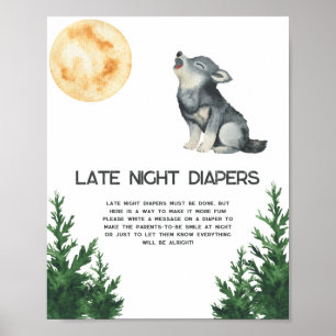 Wolf Baby shower - Sängvätning blöjor spel Poster