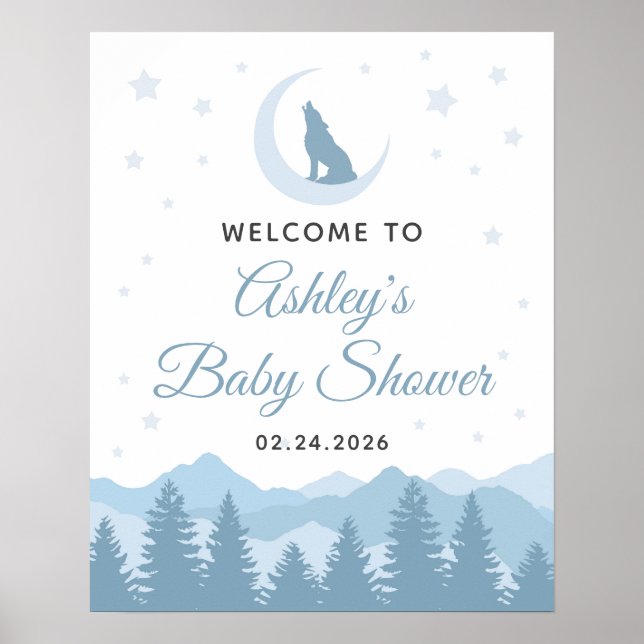Wolf Baby Shower Welcome Sign Poster (Framsidan)