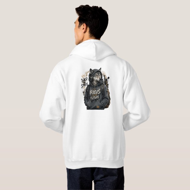 Wolf Back School Streetwear Hoodie (Hel baksida)