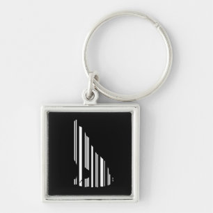 WOLF BAR CODE Vrål Streckkodsmönsterdesign Fyrkantig Silverfärgad Nyckelring