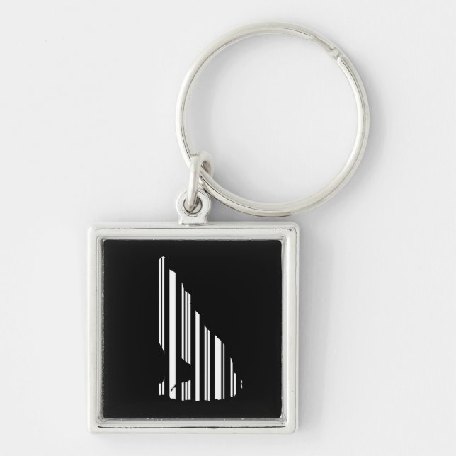 WOLF BAR CODE Vrål Streckkodsmönsterdesign Fyrkantig Silverfärgad Nyckelring (Framsidan)